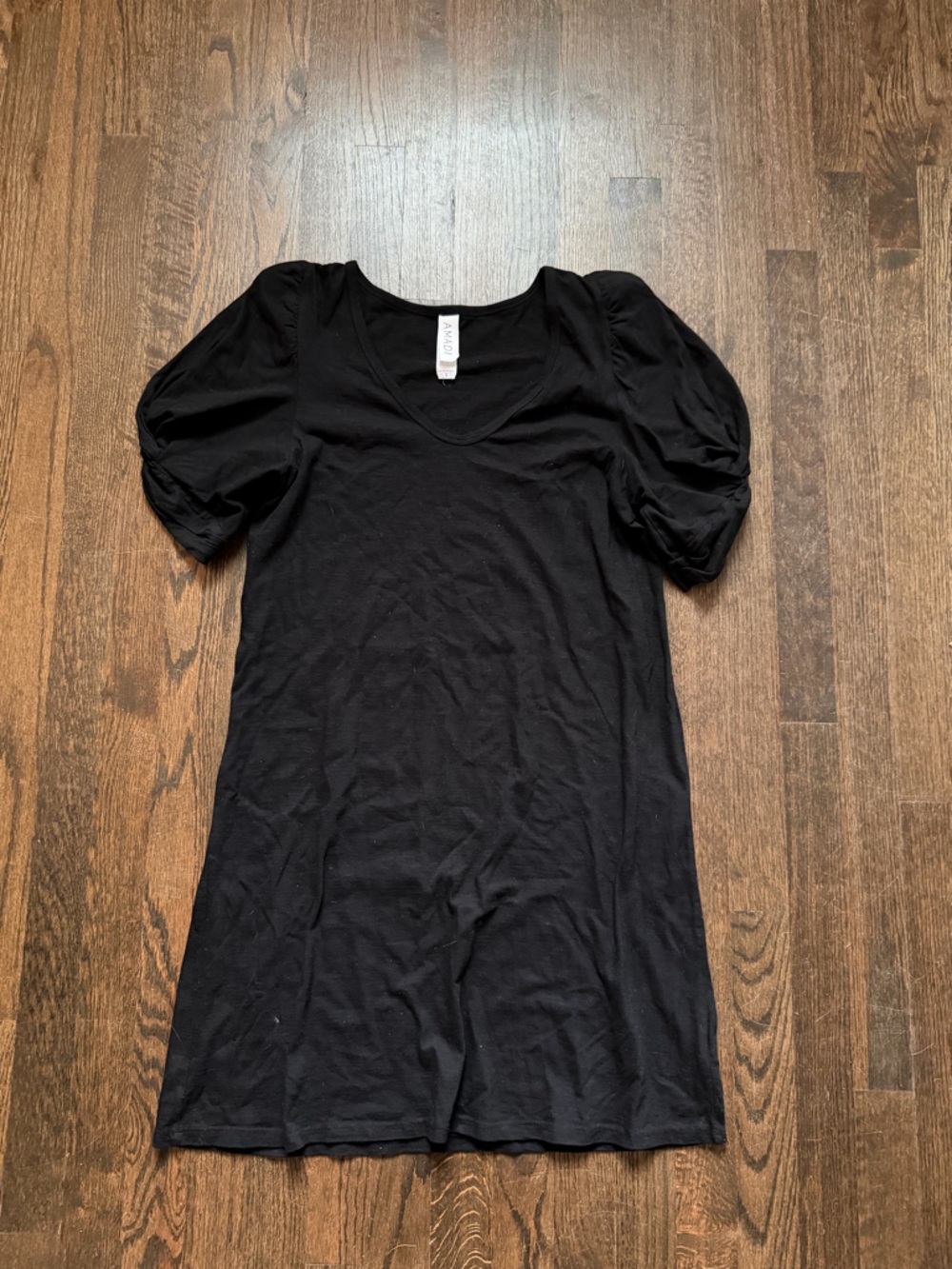 Amadi Black Puff-Sleeve Midi Dress